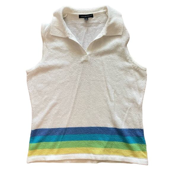 Carolyn Taylor women's sleeveless collared sweater shirt top size large L B3 - Picture 1 of 5